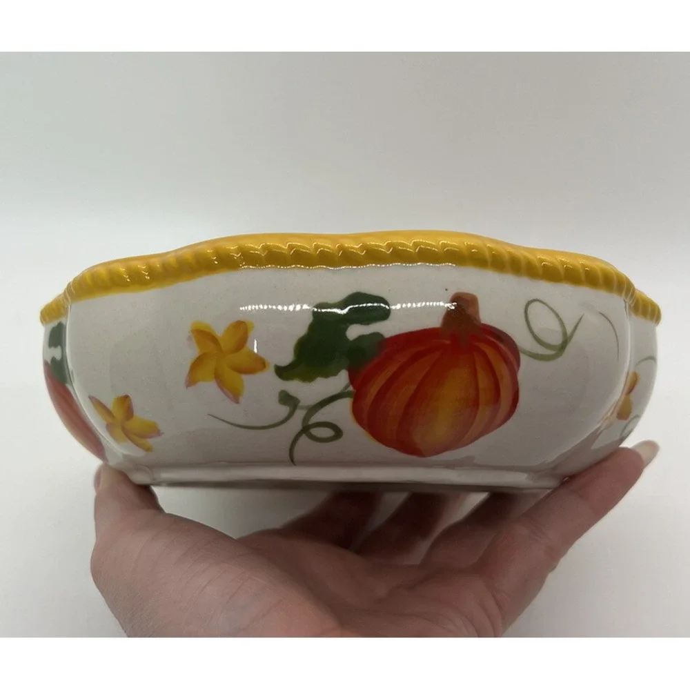 Temptations Old World Fall Harvest Pumpkin Patch 2‎ Bakeware Covered Dishes 16oz